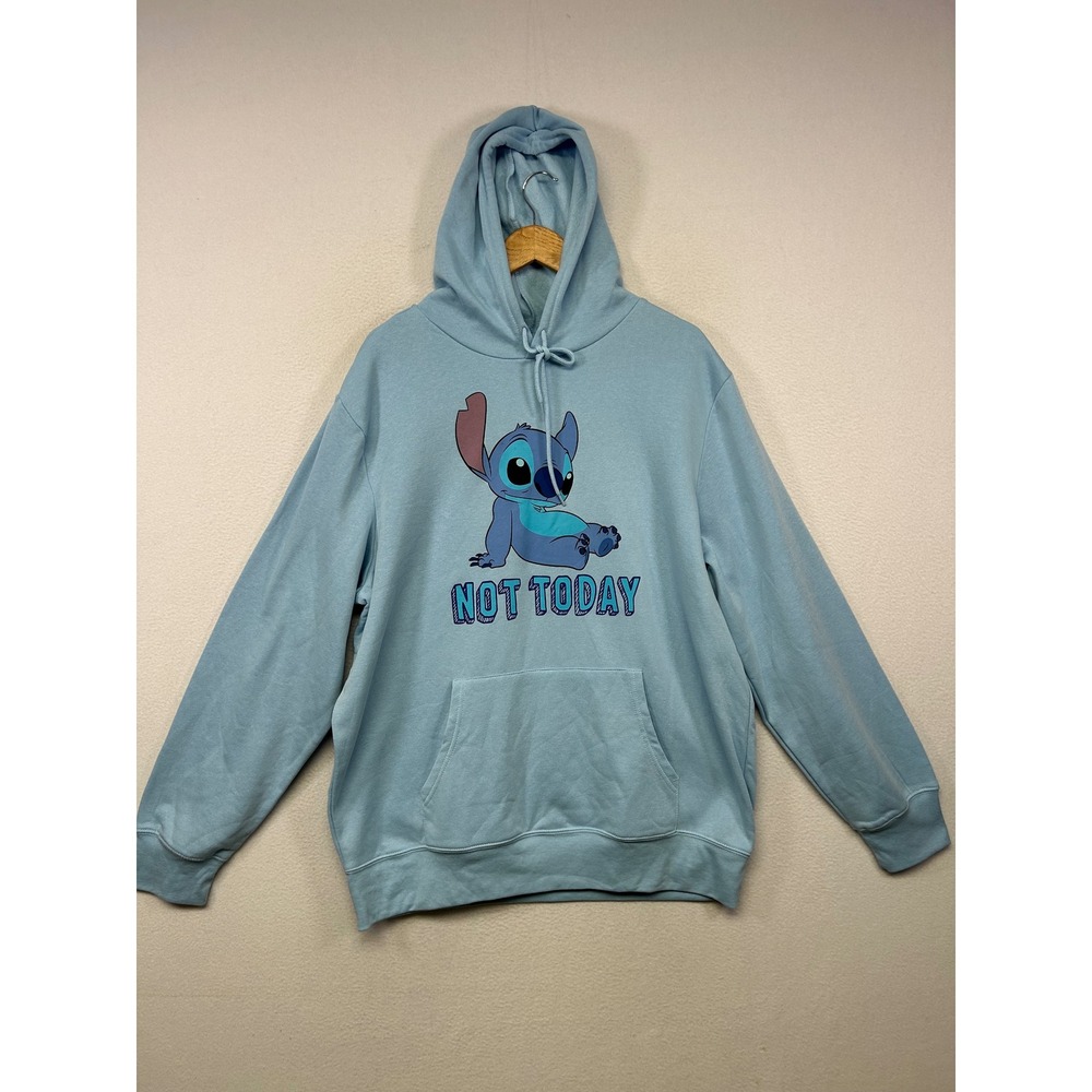 Disneycore Disney Unisex XL Light Blue Stitch Not Today Graphic Pullover Hoodie